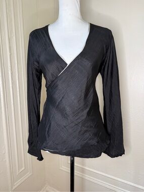 Designer Chan Luu Y2K Silk Wrap Long Sleeve Ethereal Quiet Luxury Top